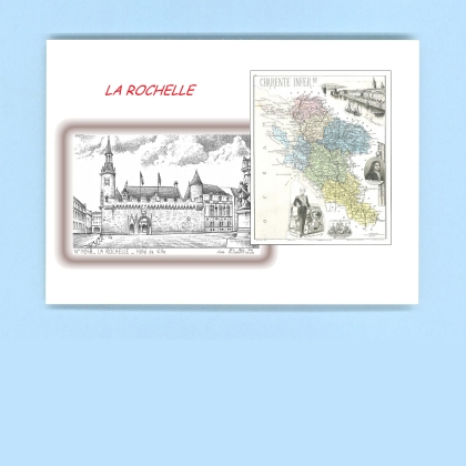 Cartes Postales impression Noir avec dpartement sur la ville de LA ROCHELLE Titre : hotel de ville