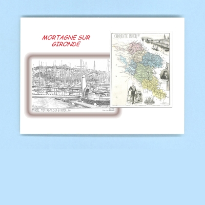 Cartes Postales impression Noir avec dpartement sur la ville de MORTAGNE SUR GIRONDE Titre : port