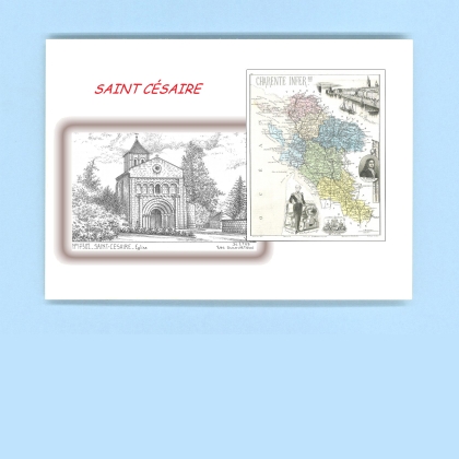 Cartes Postales impression Noir avec dpartement sur la ville de ST CESAIRE Titre : eglise