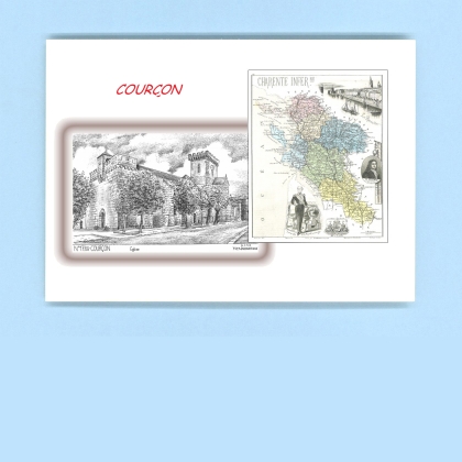 Cartes Postales impression Noir avec dpartement sur la ville de COURCON Titre : eglise