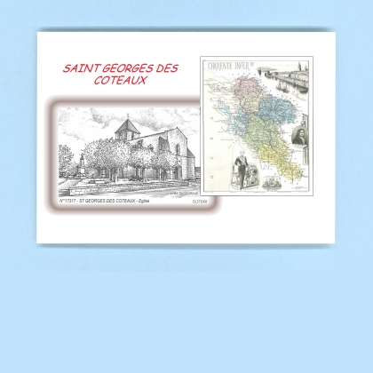 Cartes Postales impression Noir avec dpartement sur la ville de ST GEORGES DES COTEAUX Titre : eglise