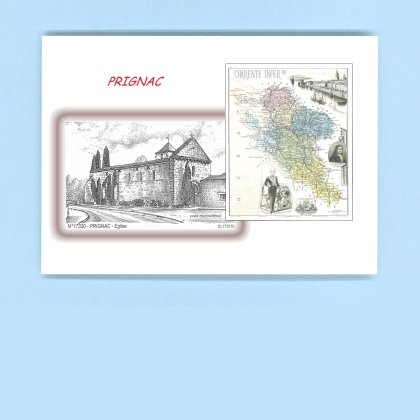 Cartes Postales impression Noir avec dpartement sur la ville de PRIGNAC Titre : eglise