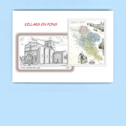 Cartes Postales impression Noir avec dpartement sur la ville de VILLARS EN PONS Titre : eglise
