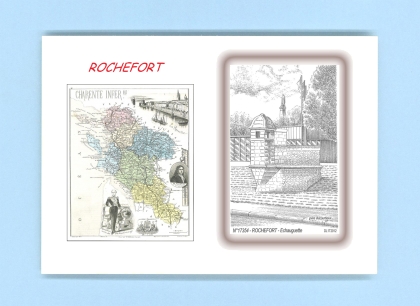 Cartes Postales impression Noir avec dpartement sur la ville de ROCHEFORT Titre : echauguette