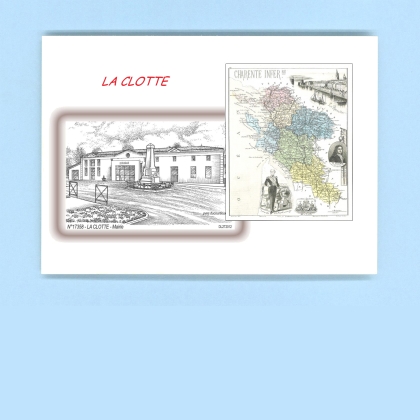 Cartes Postales impression Noir avec dpartement sur la ville de LA CLOTTE Titre : mairie