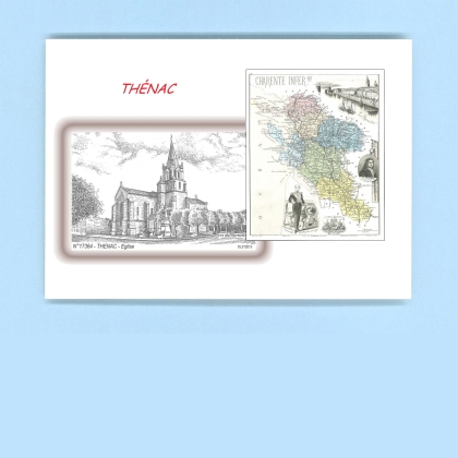 Cartes Postales impression Noir avec dpartement sur la ville de THENAC Titre : eglise