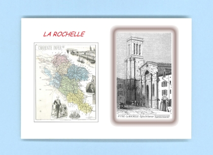Cartes Postales impression Noir avec dpartement sur la ville de LA ROCHELLE Titre : eglise st sauveur