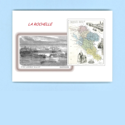 Cartes Postales impression Noir avec dpartement sur la ville de LA ROCHELLE Titre : vue vers 1627