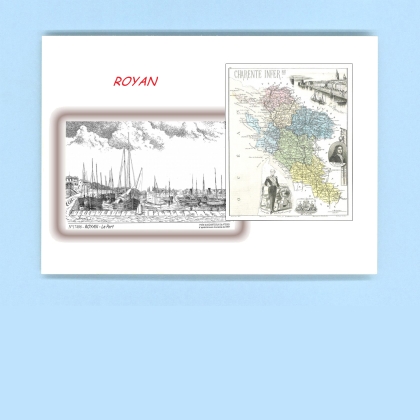 Cartes Postales impression Noir avec dpartement sur la ville de ROYAN Titre : le port