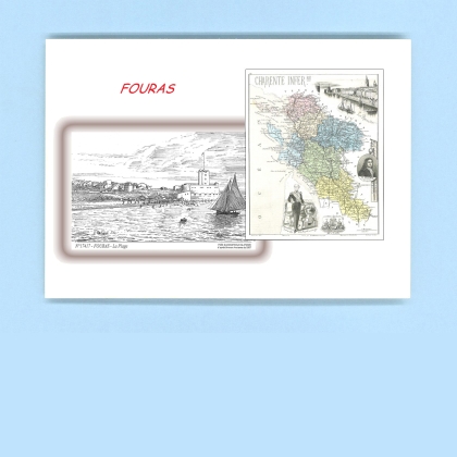 Cartes Postales impression Noir avec dpartement sur la ville de FOURAS Titre : la plage