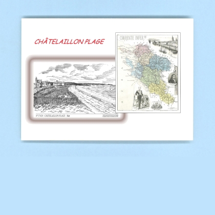 Cartes Postales impression Noir avec dpartement sur la ville de CHATELAILLON PLAGE Titre : vue