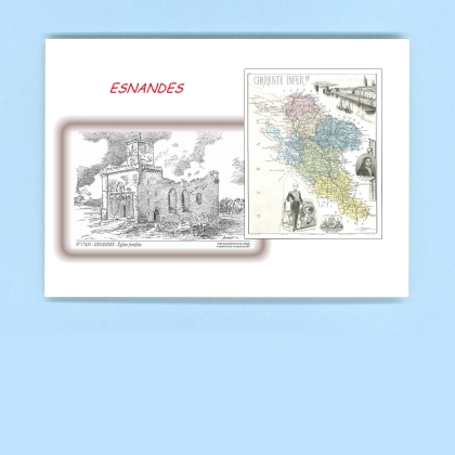Cartes Postales impression Noir avec dpartement sur la ville de ESNANDES Titre : eglise fortifiee