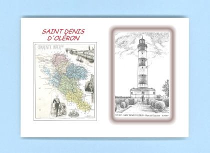 Cartes Postales impression Noir avec dpartement sur la ville de ST DENIS D OLERON Titre : phare de chassiron