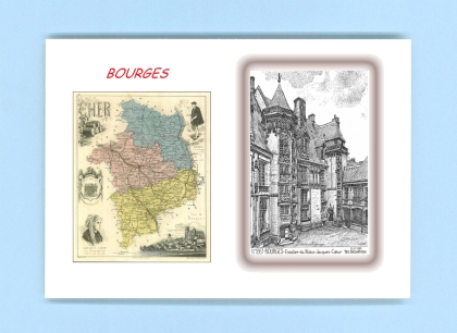 Cartes Postales impression Noir avec dpartement sur la ville de BOURGES Titre : escalier du palais jacques coeu