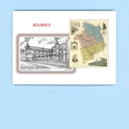 Cartes Postales impression Noir avec dpartement sur la ville de BOURGES Titre : hotel des echevins