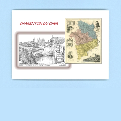 Cartes Postales impression Noir avec dpartement sur la ville de CHARENTON DU CHER Titre : pont sur la marmande