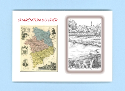 Cartes Postales impression Noir avec dpartement sur la ville de CHARENTON DU CHER Titre : canal de berry
