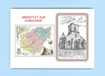 Cartes Postales impression Noir avec dpartement sur la ville de ARGENTAT Titre : eglise