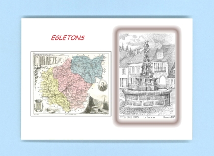 Cartes Postales impression Noir avec dpartement sur la ville de EGLETONS Titre : la fontaine