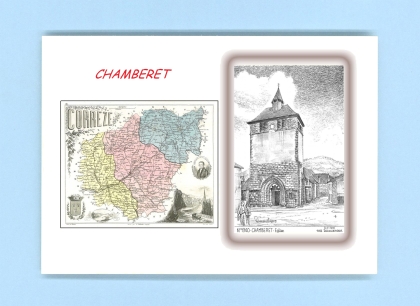 Cartes Postales impression Noir avec dpartement sur la ville de CHAMBERET Titre : eglise