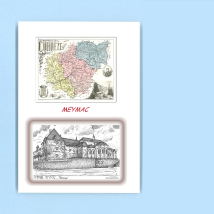 Cartes Postales impression Noir avec dpartement sur la ville de MEYMAC Titre : abbaye