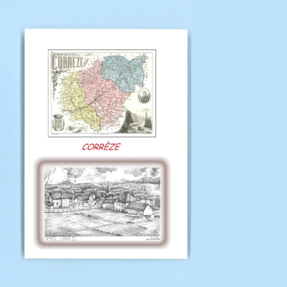 Cartes Postales impression Noir avec dpartement sur la ville de CORREZE Titre : vue