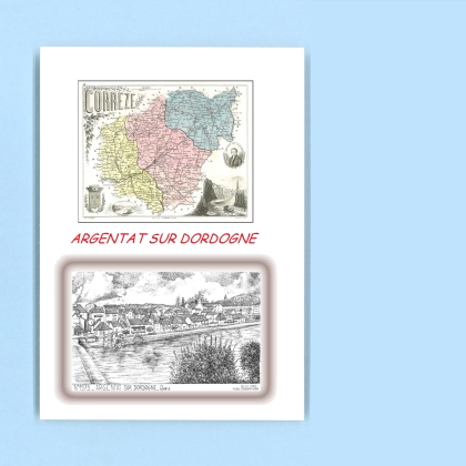 Cartes Postales impression Noir avec dpartement sur la ville de ARGENTAT Titre : quais