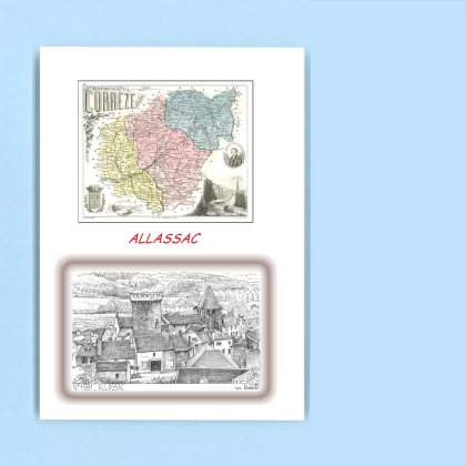 Cartes Postales impression Noir avec dpartement sur la ville de ALLASSAC Titre : vue