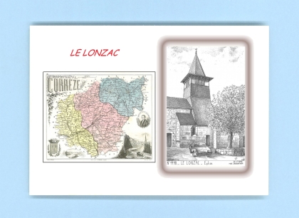 Cartes Postales impression Noir avec dpartement sur la ville de LE LONZAC Titre : eglise