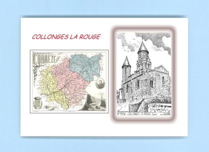 Cartes Postales impression Noir avec dpartement sur la ville de COLLONGES LA ROUGE Titre : eglise