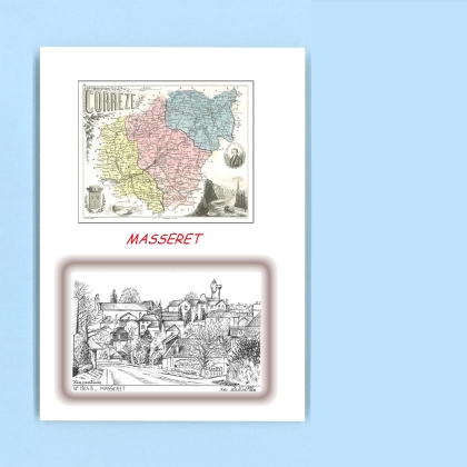 Cartes Postales impression Noir avec dpartement sur la ville de MASSERET Titre : vue