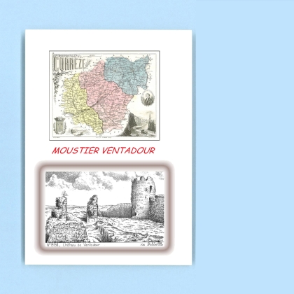 Cartes Postales impression Noir avec dpartement sur la ville de MOUSTIER VENTADOUR Titre : chateau de ventadour