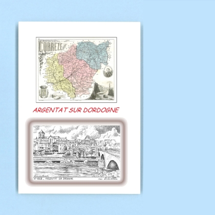 Cartes Postales impression Noir avec dpartement sur la ville de ARGENTAT Titre : vue