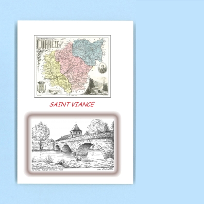 Cartes Postales impression Noir avec dpartement sur la ville de ST VIANCE Titre : pont