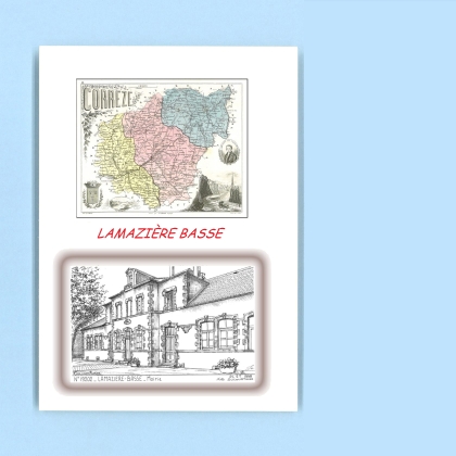 Cartes Postales impression Noir avec dpartement sur la ville de LAMAZIERE BASSE Titre : mairie