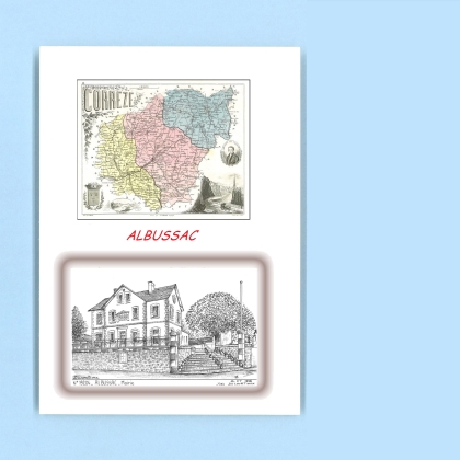 Cartes Postales impression Noir avec dpartement sur la ville de ALBUSSAC Titre : mairie