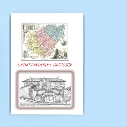 Cartes Postales impression Noir avec dpartement sur la ville de ST PARDOUX L ORTIGIER Titre : mairie