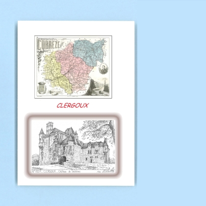 Cartes Postales impression Noir avec dpartement sur la ville de CLERGOUX Titre : chateau de sedieres