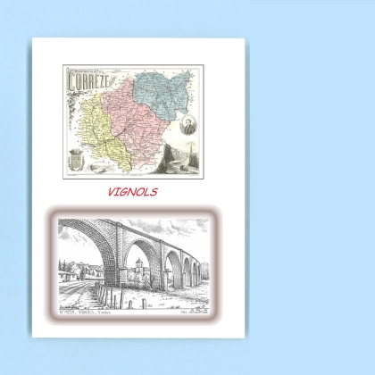 Cartes Postales impression Noir avec dpartement sur la ville de VIGNOLS Titre : viaduc