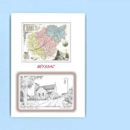Cartes Postales impression Noir avec dpartement sur la ville de BEYSSAC Titre : eglise