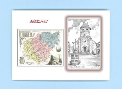 Cartes Postales impression Noir avec dpartement sur la ville de SERILHAC Titre : eglise