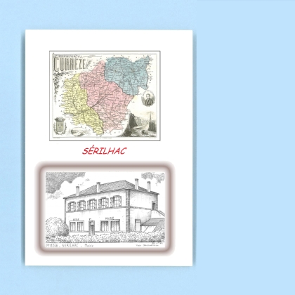 Cartes Postales impression Noir avec dpartement sur la ville de SERILHAC Titre : mairie