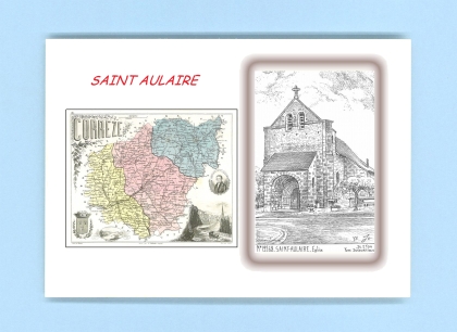 Cartes Postales impression Noir avec dpartement sur la ville de ST AULAIRE Titre : eglise