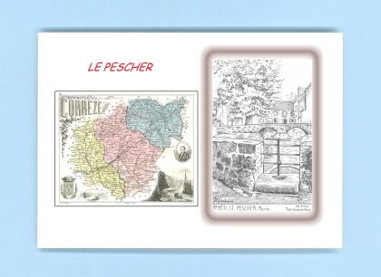 Cartes Postales impression Noir avec dpartement sur la ville de LE PESCHER Titre : mairie