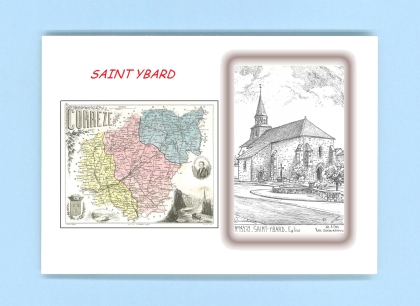 Cartes Postales impression Noir avec dpartement sur la ville de ST YBARD Titre : eglise