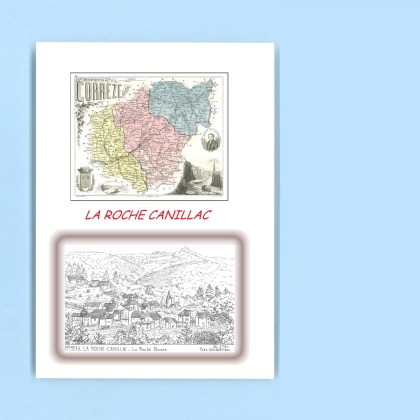 Cartes Postales impression Noir avec dpartement sur la ville de LA ROCHE CANILLAC Titre : la roche basse