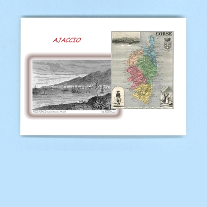 Cartes Postales impression Noir avec dpartement sur la ville de AJACCIO Titre : vue
