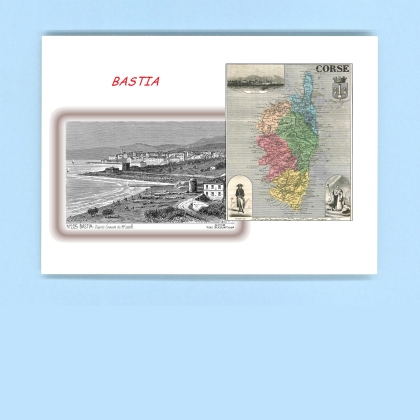 Cartes Postales impression Noir avec dpartement sur la ville de BASTIA Titre : vue