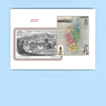 Cartes Postales impression Noir avec dpartement sur la ville de VICO Titre : mont cervello