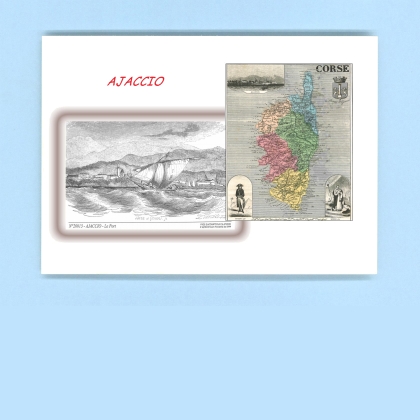 Cartes Postales impression Noir avec dpartement sur la ville de AJACCIO Titre : le port